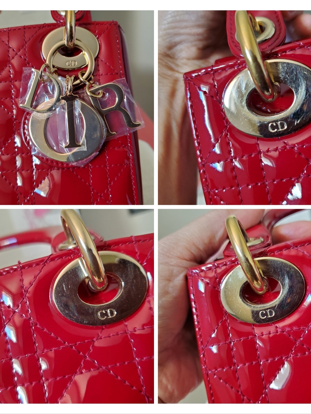 Lady DIOR minj Red Patent Gold Hwbag - Picture 3 of 7